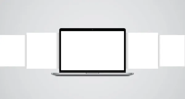 Laptop Attrappe Mit Leeren Wireframing Seiten Konzept Zur Präsentation Von — Stockvektor