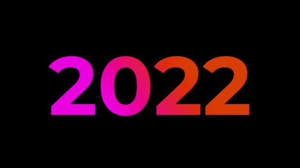 新年快乐 色彩艳丽的霓虹灯 2022年黑色背景 动画制作 — 图库视频影像