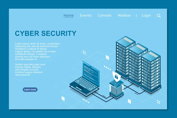 Izometrická Vektorová Ilustrace Zabezpečení Sítě Koncept Online Systému Ochrany Serveru — Stockový vektor