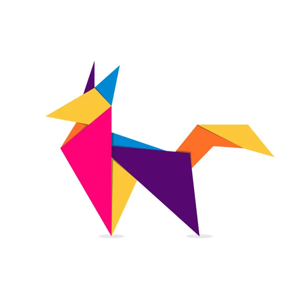 Фокс Оригами Абстрактный Цветографический Дизайн Логотипа Животное Оригами Векторная Иллюстрация — стоковый вектор