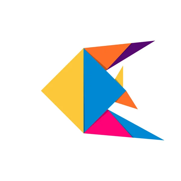 Рыбный Оригами Абстрактный Красочный Дизайн Логотипа Рыб Животное Оригами Векторная — стоковый вектор