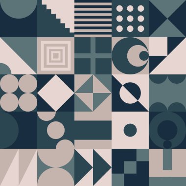 Neo Modernizm, soyut vektör geometrik şekil ve formlarla yapılmış. Vektör illüstrasyonu