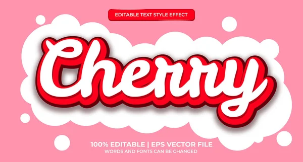 Cherry Text Effect Redigerbar Text Stil Handskrift Körsbär Röd Text — Stock vektor