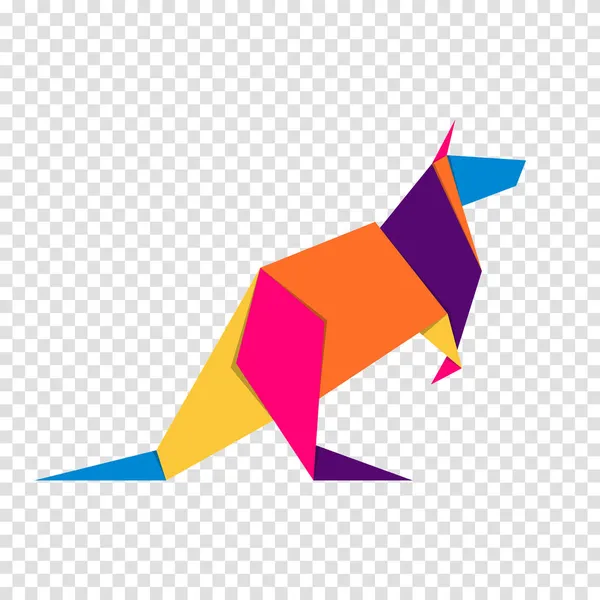 Kanguru Origami Logo Kangguru Yang Berwarna Warni Dan Bersemangat Origami - Stok Vektor