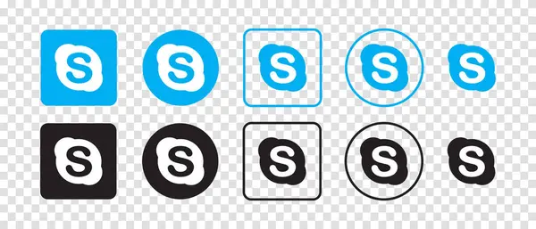 Skype Vektor Logotyp Ikon Set Vektorillustration — Stock vektor