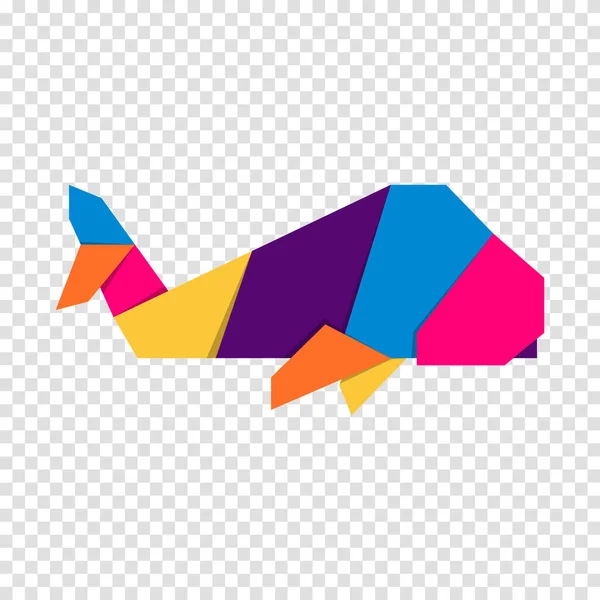 Wal Origami Abstraktes Buntes Lebendiges Wal Logo Design Tierisches Origami — Stockvektor