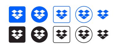 Dropbox vektör logo simgesi ayarlandı. Vektör illüstrasyonu