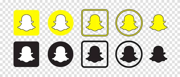 Set Icona Logo Vettoriale Snapchat Illustrazione Vettoriale — Vettoriale Stock