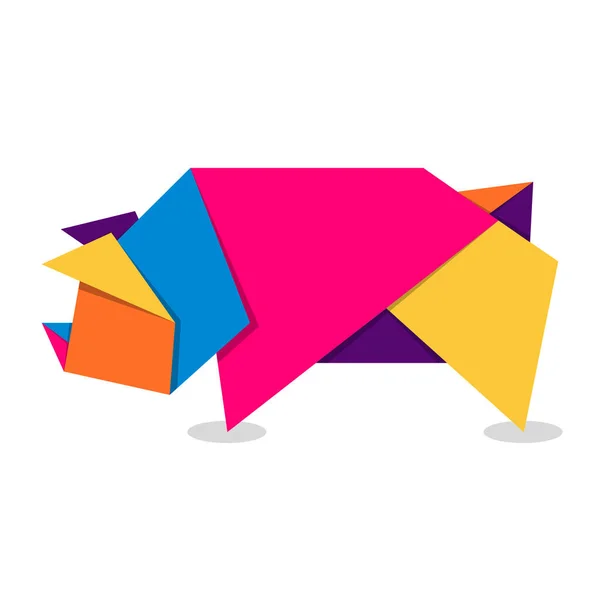 Свиной Оригами Абстрактный Цветографический Дизайн Логотипа Pig Животное Оригами Векторная — стоковый вектор