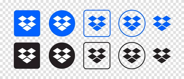 Dropbox Vektör Logo Simgesi Ayarlandı Vektör Illüstrasyonu — Stok Vektör