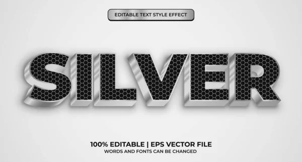 Silver Text Glänsande Metallic Stil Redigerbar Text Effekt — Stock vektor