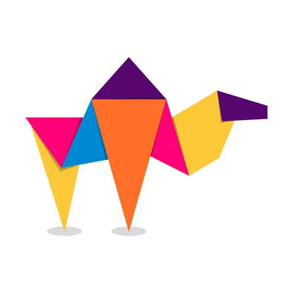 Верблюжье Оригами Абстрактный Красочный Дизайн Логотипа Верблюда Животное Оригами Векторная — стоковый вектор