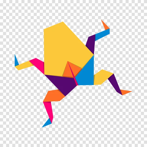 Βάτραχο Οριγκάμι Αφηρημένη Πολύχρωμο Ζωντανό Σχέδιο Λογότυπο Βάτραχος Ζωικό Οριγκάμι — Διανυσματικό Αρχείο