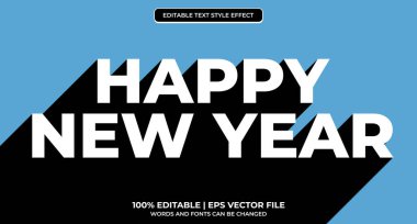 Mutlu yıllar 3d düzenlenebilir metin efekti tasarımı