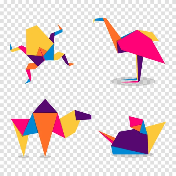 Set Animals Origami Abstract Colorful Vibrant Animals Logo Design Animal — Stock Vector