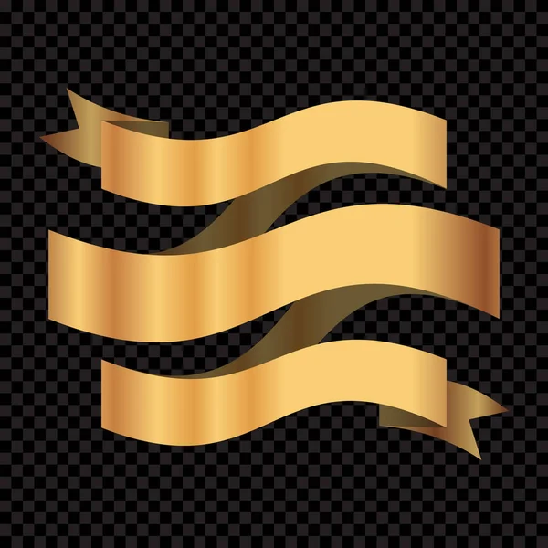 Gyllene Band Guldbandsvektor Realistiska Banner Och Prislappar Isolerad Bakgrund Band — Stock vektor