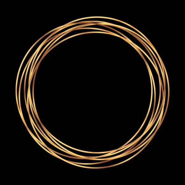 Золотой Круг Этикетка Элемент Дизайна Логотипа Рамка Кисть Абстрактной Волны — стоковый вектор