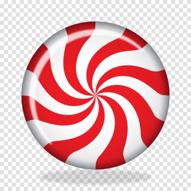 Çizgili şeker. Beyaz arka planda izole edilmiş çizgili nane şekeri. Yeni yıl için vektör illüstrasyonu, tatlı şeyler, kış tatili, tatlı, yeni yıl etkinliği