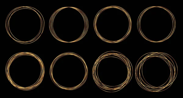 Set Van Gouden Cirkel Vorm Etiket Logo Design Element Frame — Stockvector