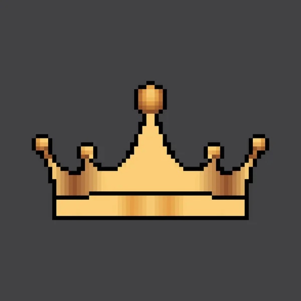 Vector Pixel Art Crown Pixel Arte Corona Dorada Pixel Arte — Archivo Imágenes Vectoriales