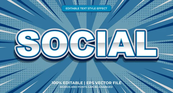 Sosyal Düzenlenebilir Metin Efekti Sosyal Medya Metin Efekti Düzenlenebilir Pazarlama — Stok Vektör