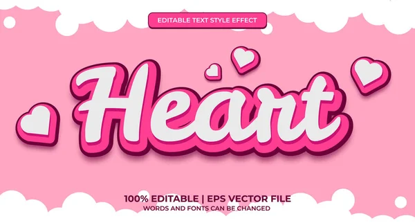 Redigerbar Text Stil Effekt Heart Text Stil Tema Hjärta Redigerbar — Stock vektor