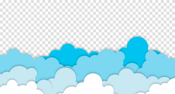 Λευκά Σύννεφα Στο Μπλε Φόντο Του Ουρανού Διάνυσμα Νέφη Χαρτιού — Διανυσματικό Αρχείο