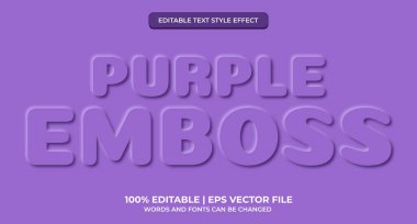 Neomorfik metin efekti. Neomorfizm kabartması 3d basit mor düzenlenebilir metin efekti