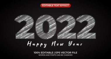 Yeni yılın kutlu olsun, 2022 düzenlenebilir metin tarzı efekti. Düzenlenebilir metin efekti