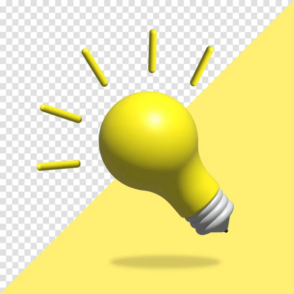 Light Bulb Idea Concept Top View Yellow Background Rendering — Stockfoto