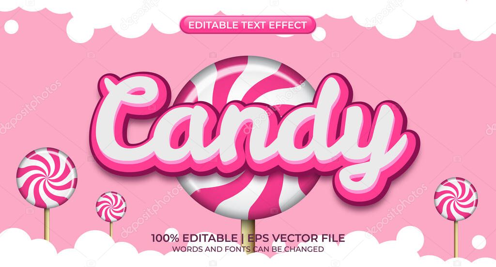 Candy sweet - editable text effect, font style. Candy text, cartoon style editable text effect