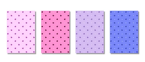 Set Abstract Seamless Pattern Hearts Pink Purple Hearts Seamless Pattern — Stok Vektör