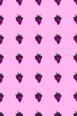 Purple grape pattern. Fresh fruit background. Seamless background. Vector illustration