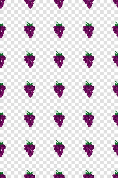 紫色のブドウのパターン 新鮮な果物の背景 シームレスな背景 ベクターイラスト — ストックベクタ