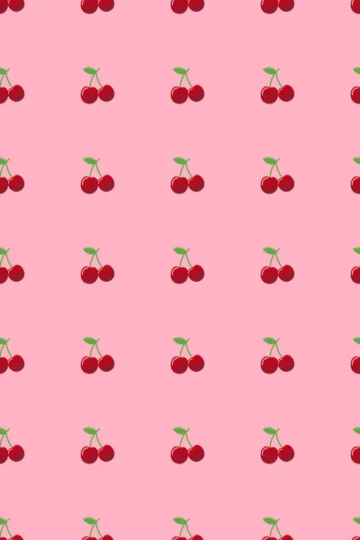 Red Cherry Pattern Fresh Fruit Background Seamless Background Vector Illustration — стоковый вектор