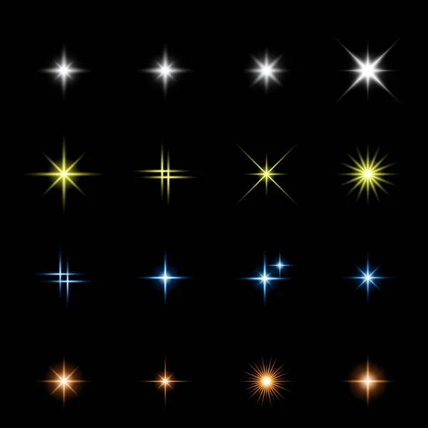 Estrella Brillante Efecto Luz Estrella Brillante Vectorial Brillo Chispas Estrella — Vector de stock