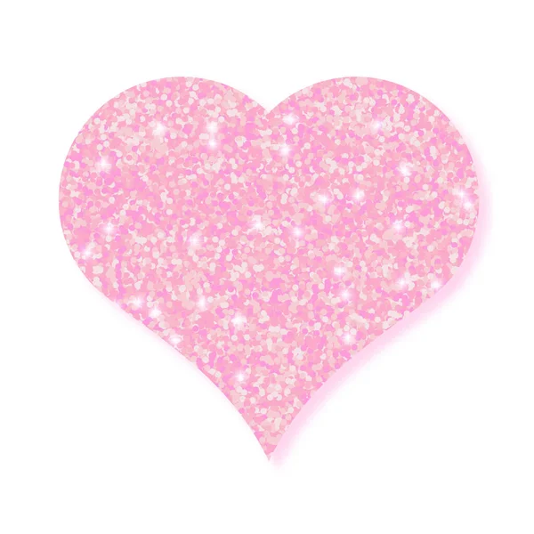 Ροζ Λαμπερό Glitter Λαμπερό Καρδιά Σκιά Απομονωμένη Φόντο Εικονογράφηση Διανύσματος — Διανυσματικό Αρχείο