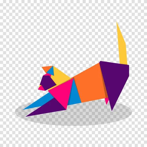 Katt Origami Abstrakt Färgglad Levande Katt Logotyp Design Djurorigami Vektorillustration — Stock vektor