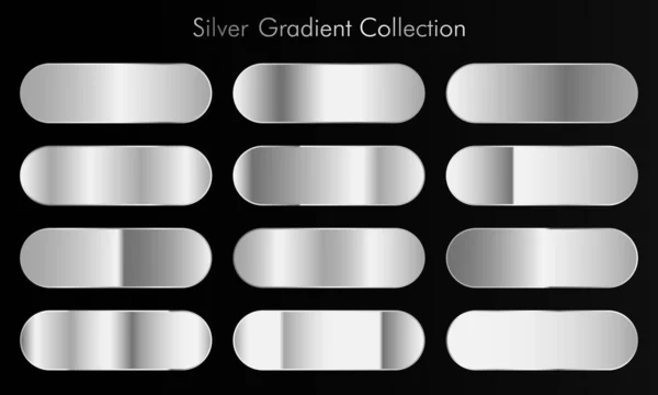 Obrovská Velká Sbírka Stříbrných Gradientů Pozadí Stříbrná Textura Pozadí Vektorová — Stockový vektor