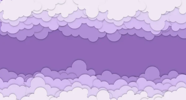 曇った紙アートイラスト 雲の背景 ベクトル イラスト ペーパーアートスタイル テキストのためのコピースペースを持つ空 ベクターイラスト — ストックベクタ