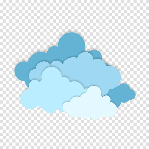 Blaues Papier Schnitt Wolkensymbole Schilder Wettersymbole Aus Papier Zerschnitt Viele — Stockvektor