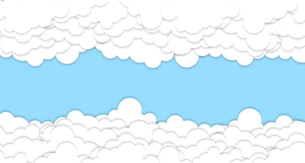 Облака Голубом Небе Белое Облако Голубом Небе Стиле Пореза Бумаги — стоковый вектор