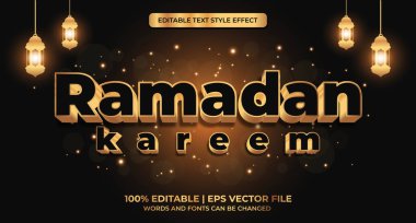 Ramazan kareem düzenlenebilir metin efekti. Ramazan Kareem metin efekti. Parlak altın alfabe stili