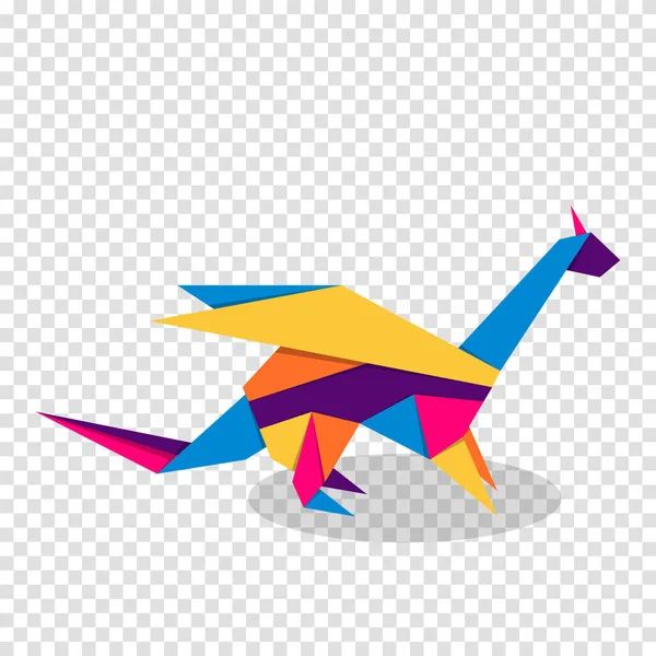 Δράκο Οριγκάμι Αφηρημένη Πολύχρωμο Ζωντανό Σχέδιο Λογότυπο Δράκου Ζωικό Οριγκάμι — Διανυσματικό Αρχείο