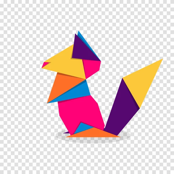 Squirrel Origami Abstract Colorful Vibrant Squirrel Logo Design Animal Origami — Stock Vector
