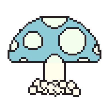 Pikselli sanat mantarı çizgi film retro oyun stili. Piksel sanatı, dijital mantar, düz web simgesi, vektör tasarımı retro nesne. Vektör illüstrasyonu