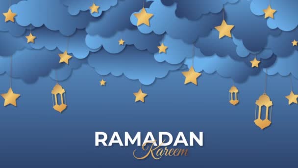Ramadan Kareem Background Ramadã Kareem Com Estrelas Lanternas Fundo Para — Vídeo de Stock