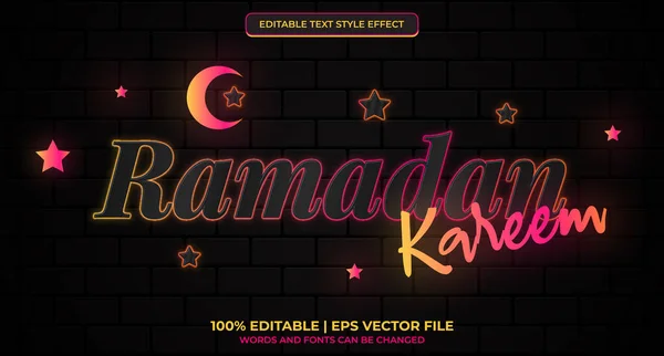 Ramadan Kareem Editable Text Effect Modern Neon Style — 스톡 벡터