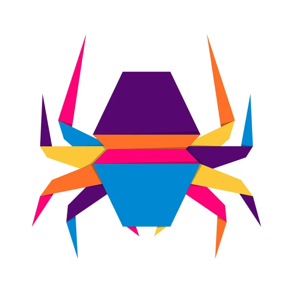 Паук Оригами Абстрактный Красочный Дизайн Логотипа Паука Животное Оригами Векторная — стоковый вектор