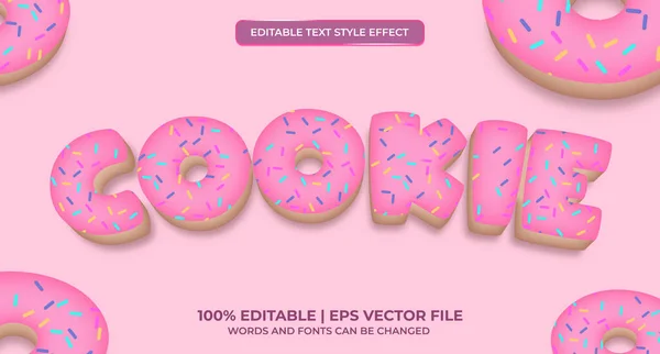 Cookie Bageri Redigerbar Text Effekt Mat Tecknad Stil — Stock vektor